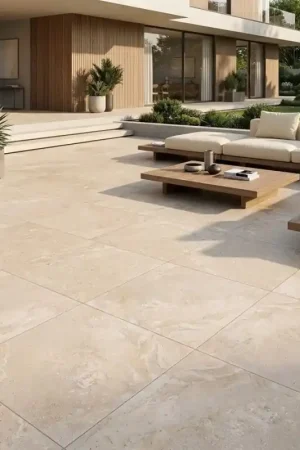 Carrelage extérieur grand format KEITA ORIGINE ALMOND 100x100 cm R11 antidérapant Nouvel Arrivage